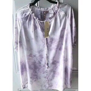 Brina & Em Women Purple Short Sleeve Blouse XL nwt